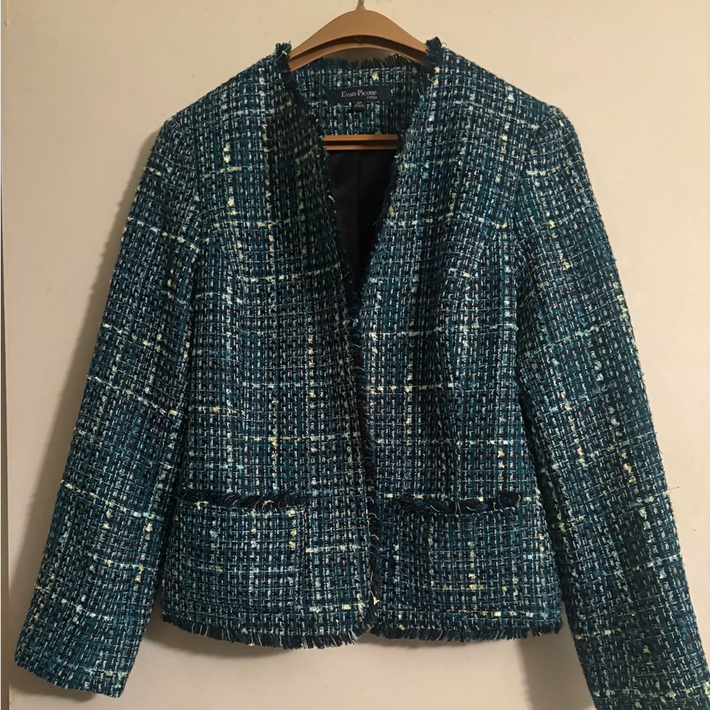 Evan Picone Teal Tweed Blazer